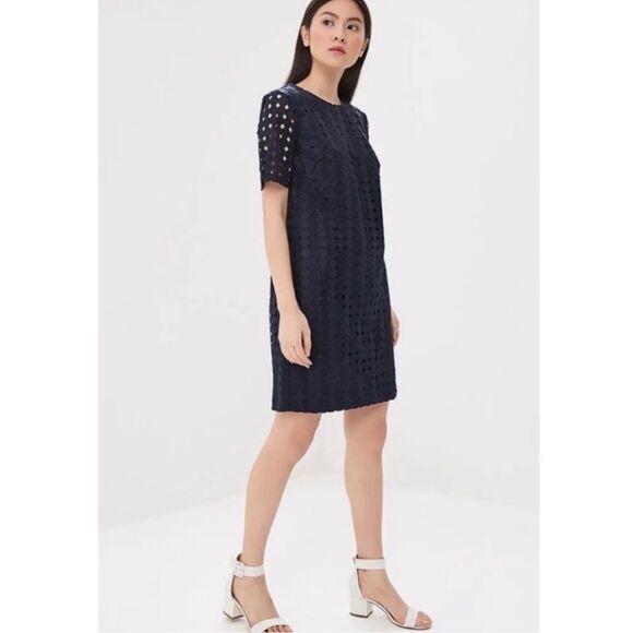 Banana Republic Lace Shift Dress Short Sleeve NEW Navy Blue Size 0 - Picture 1 of 11